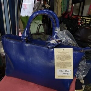 NWT Patricia Nash Satchel Blue Leather Handbag